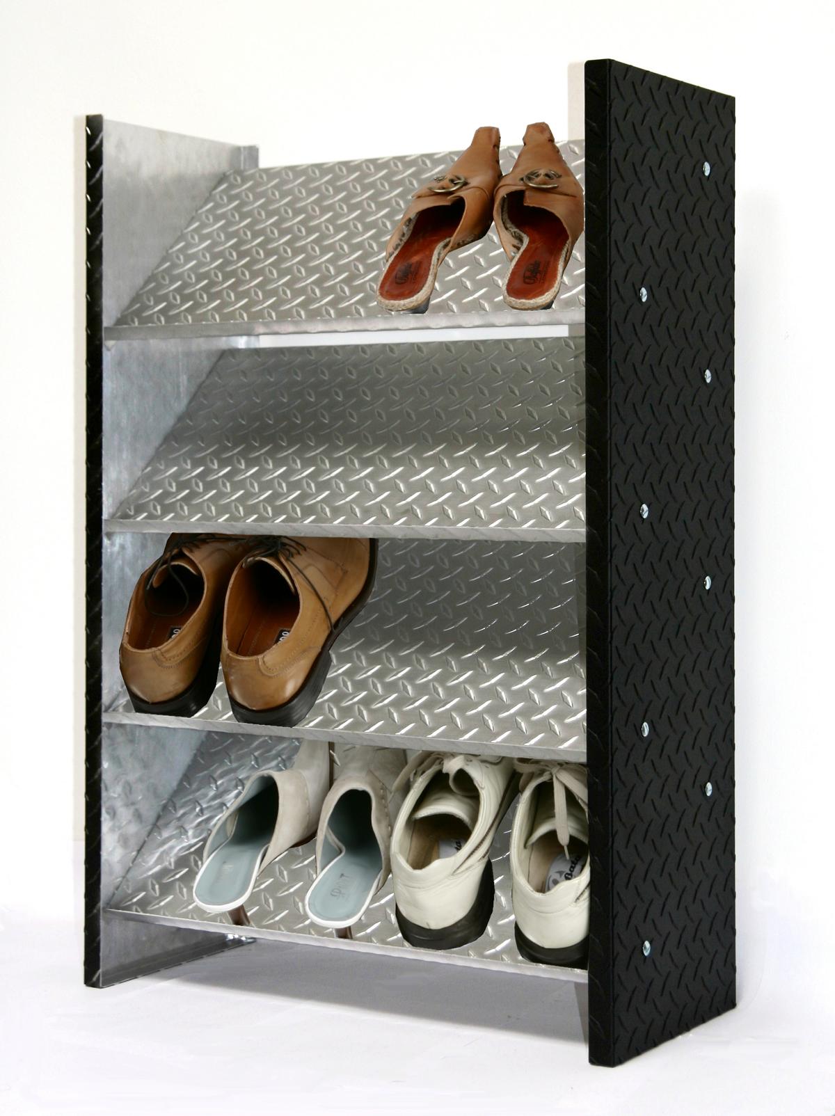 Schuhregal Metall Alu SZAGATO 88x60cm 4 Böden schwarz kaufen