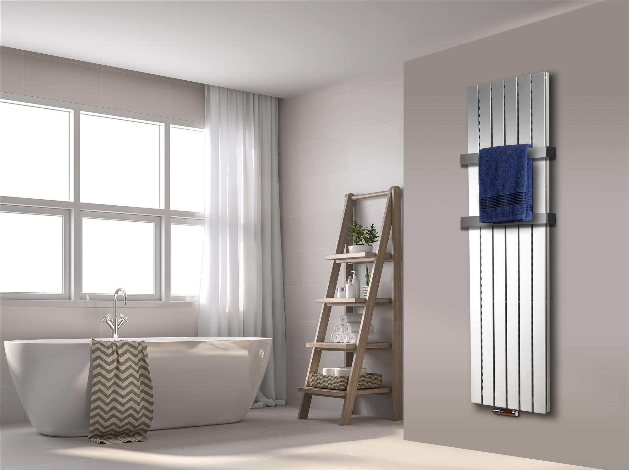 BADHEIZKÖRPER Design Peking 6 180x47cm 1964 Watt weiß (+2 Halter 50mm) SZAGATO Designheizkörper Handtuchheizkörper mit Mittelanschluss Handtuchwärmer