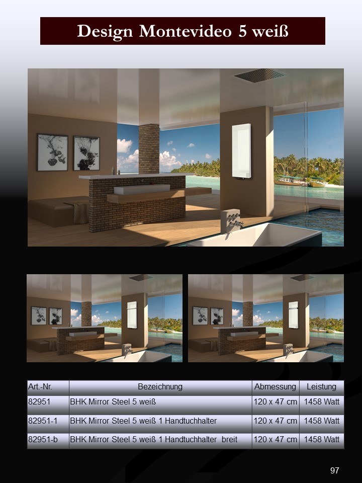 BADHEIZKÖRPER mit Glas Montevideo 5 Glasfront 120x47cm 1458 Watt weiß SZAGATO Designheizkörper Handtuchheizkörper mit Mittelanschluss Handtuchwärmer