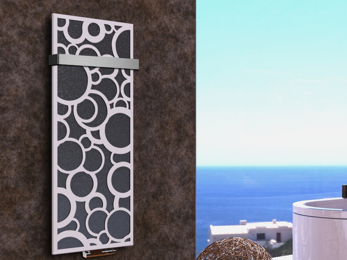 BADHEIZKÖRPER Design Kreta 2 120x47cm 799 Watt anthrazit moonstone weiß (+1 Halter 50mm) SZAGATO Designheizkörper mit Mittelanschluss Handtuchwärmer