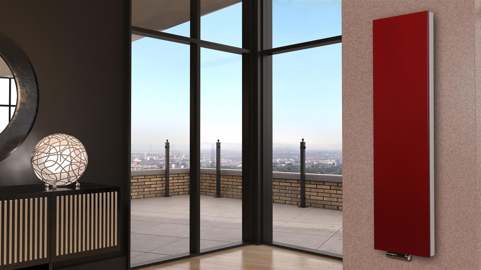 BADHEIZKÖRPER Design Mirror Steel 6 180x47cm 1964 Watt rot SZAGATO Designheizkörper Handtuchheizkörper mit Mittelanschluss Handtuchwärmer