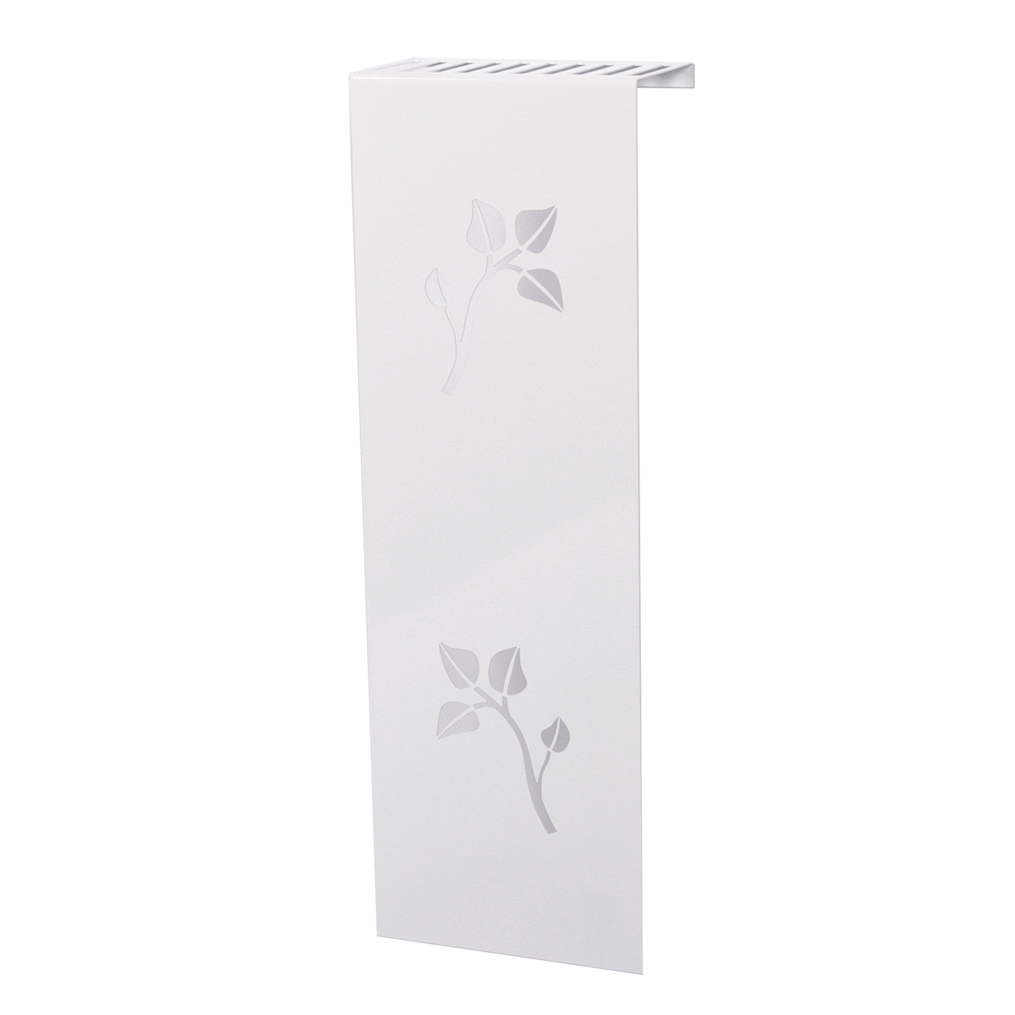 Heizkörperverkleidung 60 x 20cm Design Leaves weiß 1 Stück SZAGATO Heizungsverkleidung Verkleidung Heizkörper Abdeckung Heizkörper Heizungsabdeckung