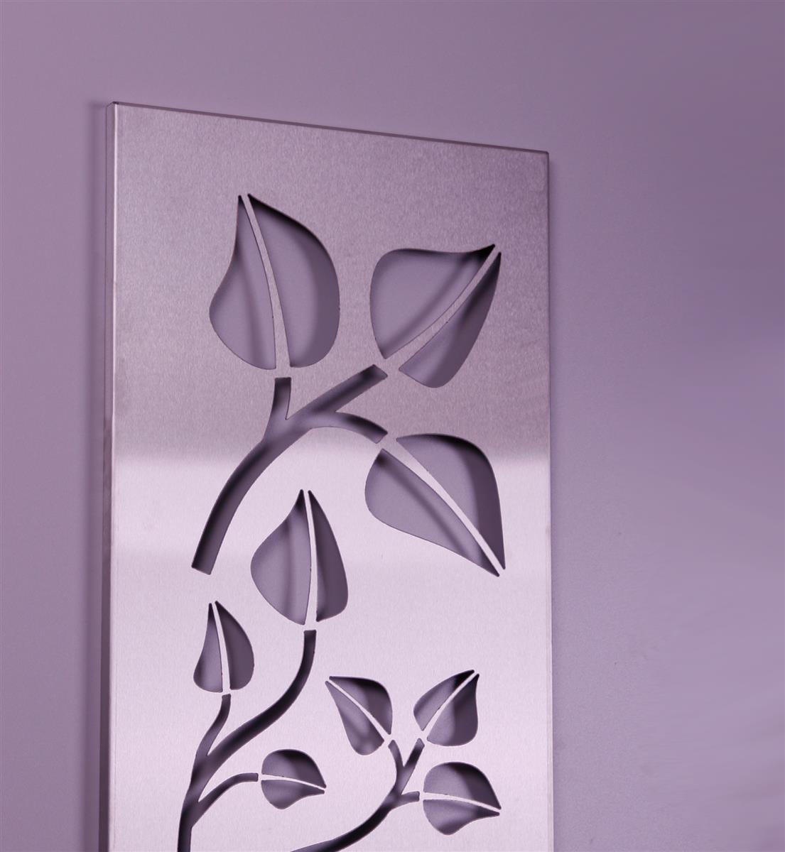 Garderobe Wandgarderobe Design Leaves 140x40cm Edelstahl matt SZAGATO Garderobe Metall Wand Garderobenpaneel Garderobenleiste Flurgarderobe Flur