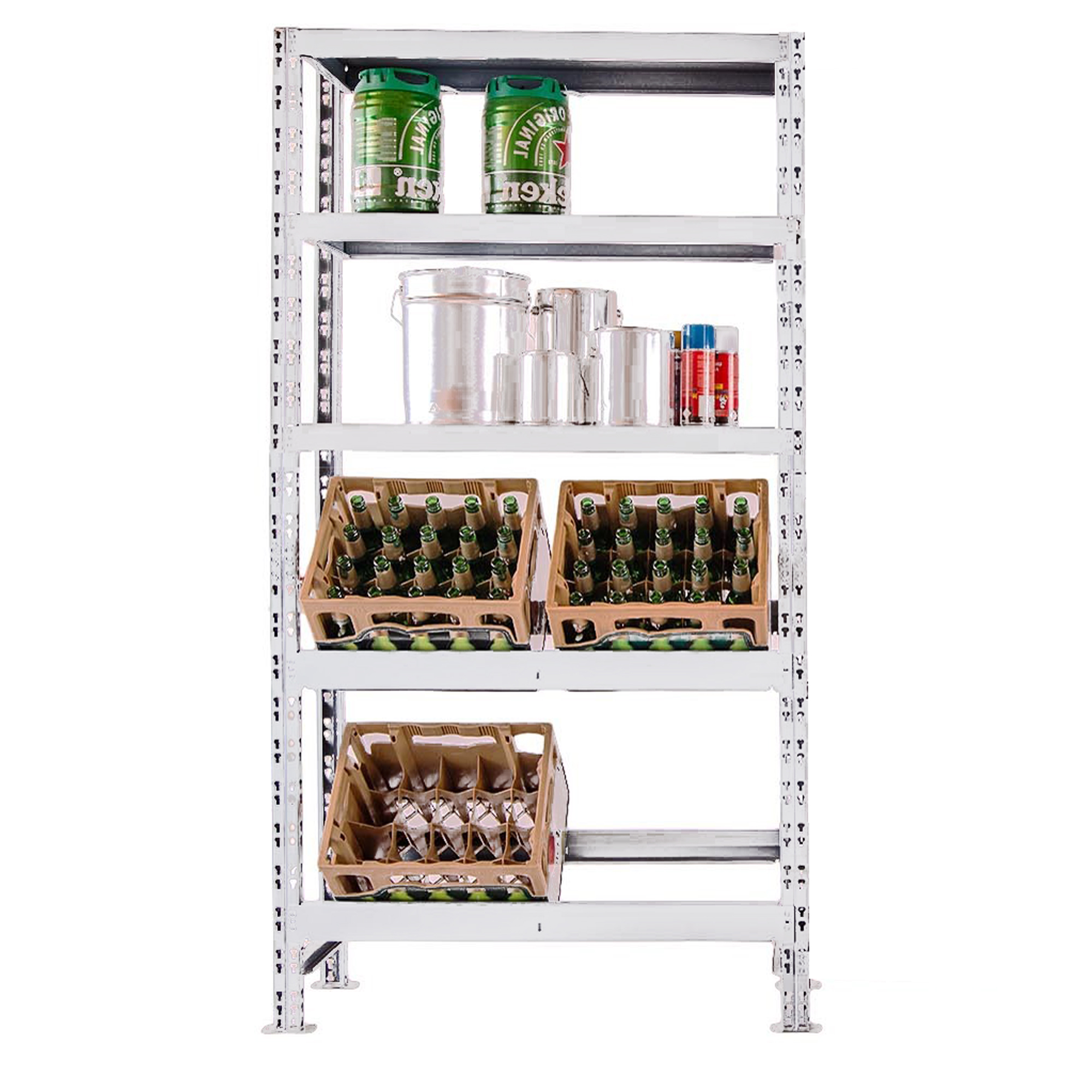 Getränkekisten-Regal für 4 Kisten + 3 Böden 180x90x30 cm weiss Kastenständer Getränke Kisten Halter, Getränkekisten Ständer, Flaschenkasten Ständer