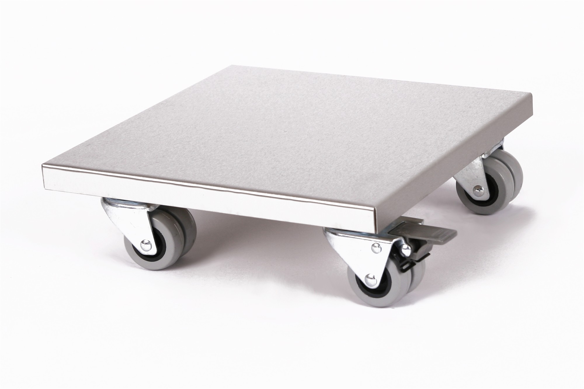 Rollbrett Pflanzenroller 30x30cm Edelstahl 300kg Doppelrollen + Bremse SZAGATO Made in Germany Blumenuntersetzer Möbelroller Outdoor Blumenroller