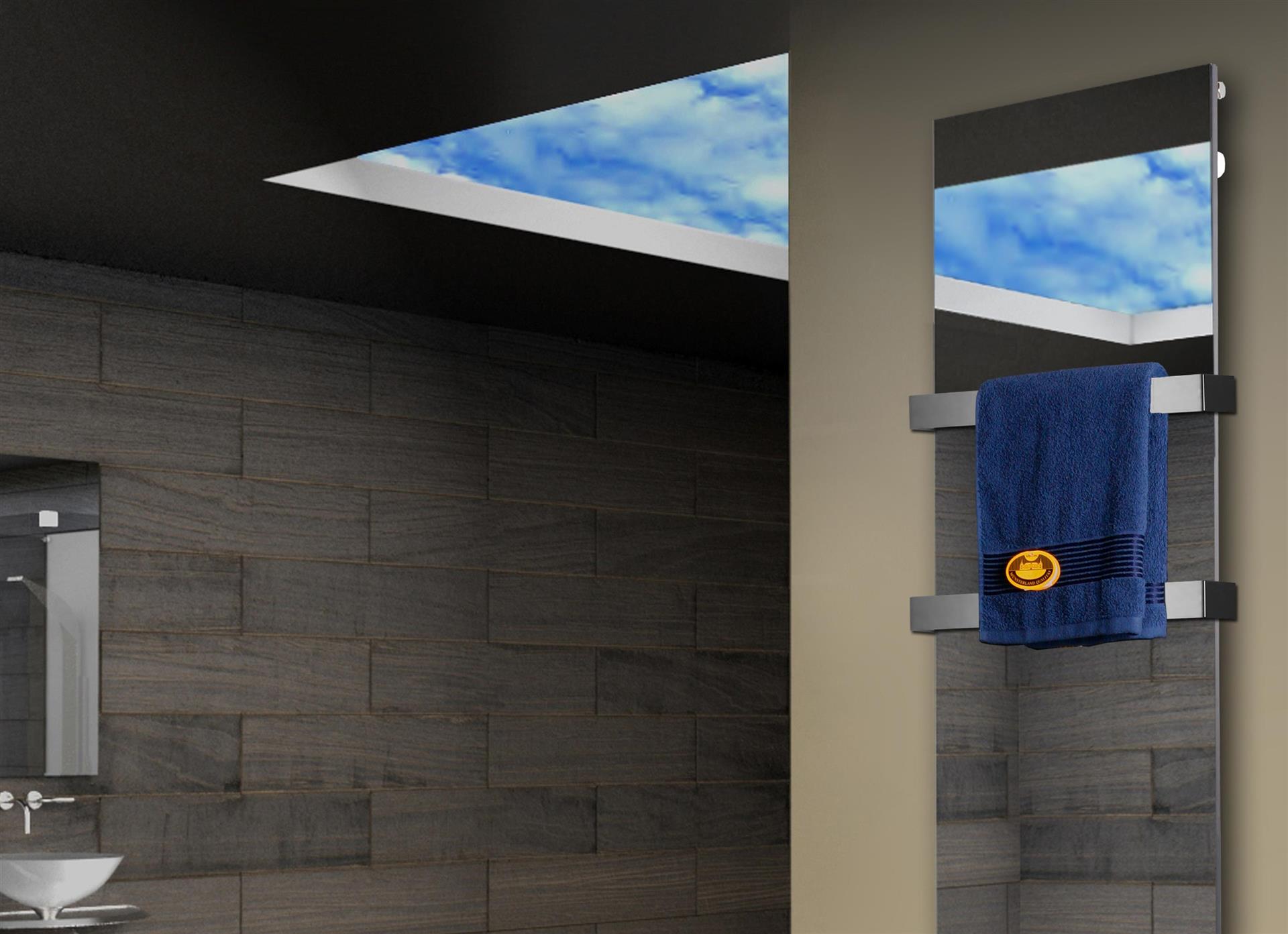 Badheizkörper mit Spiegel Design Montevideo 3 (Spiegelfront) 180x47cm 1118 Watt (+2 Halter 50mm) SZAGATO Designheizkörper mit Mittelanschluss