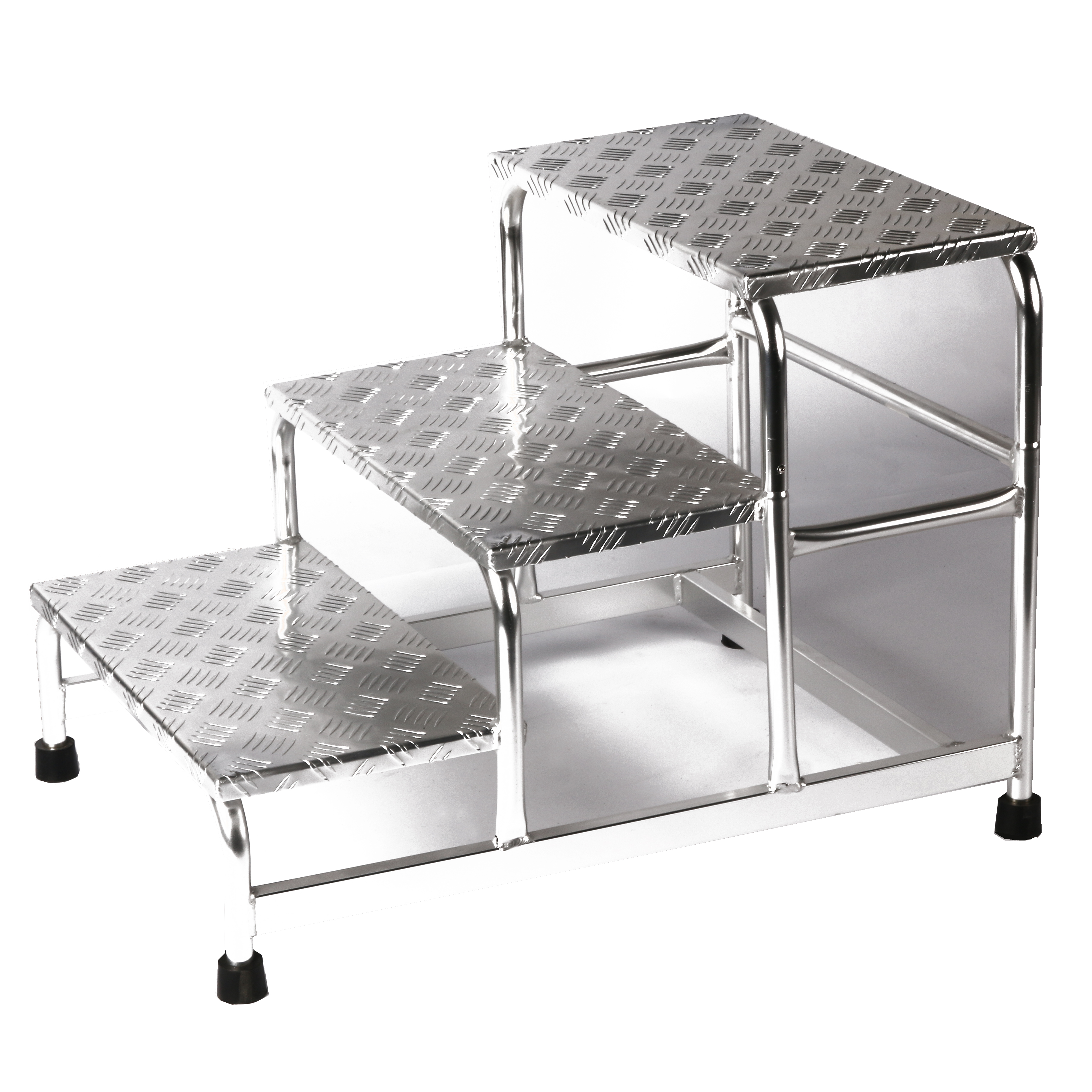 Podesttreppe ALU 3-stufig HxBxT 58x61x89cm SZAGATO mobiler Montagetritt ALU Montagetritte mit Plattform Stufentritt tragbare Treppe Treppenleiter