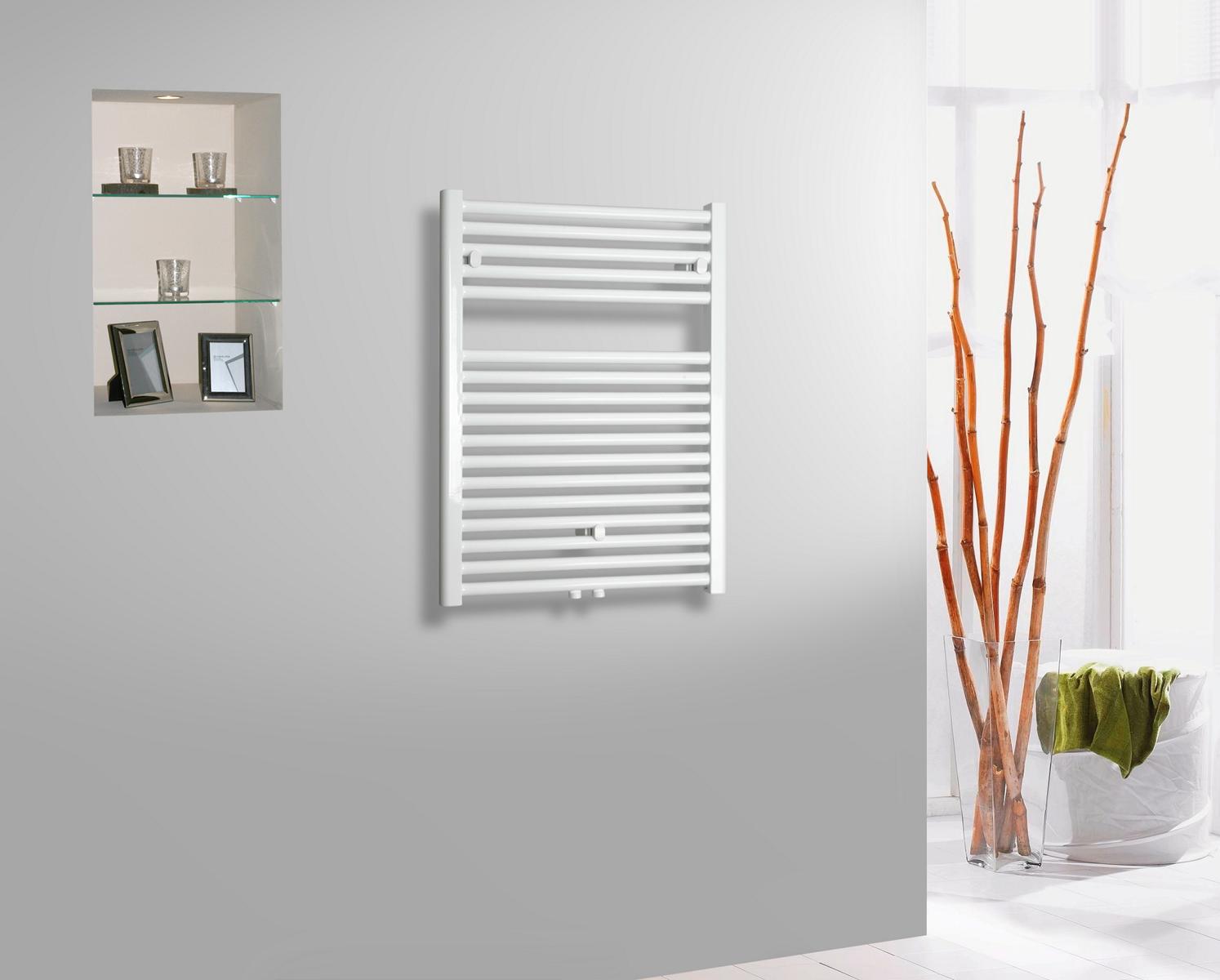 BADHEIZKÖRPER Design Bremen 1 77x60cm 671 Watt weiß SZAGATO Handtuchheizkörper Mittelanschluss Handtuchwärmer Mittelanschluss