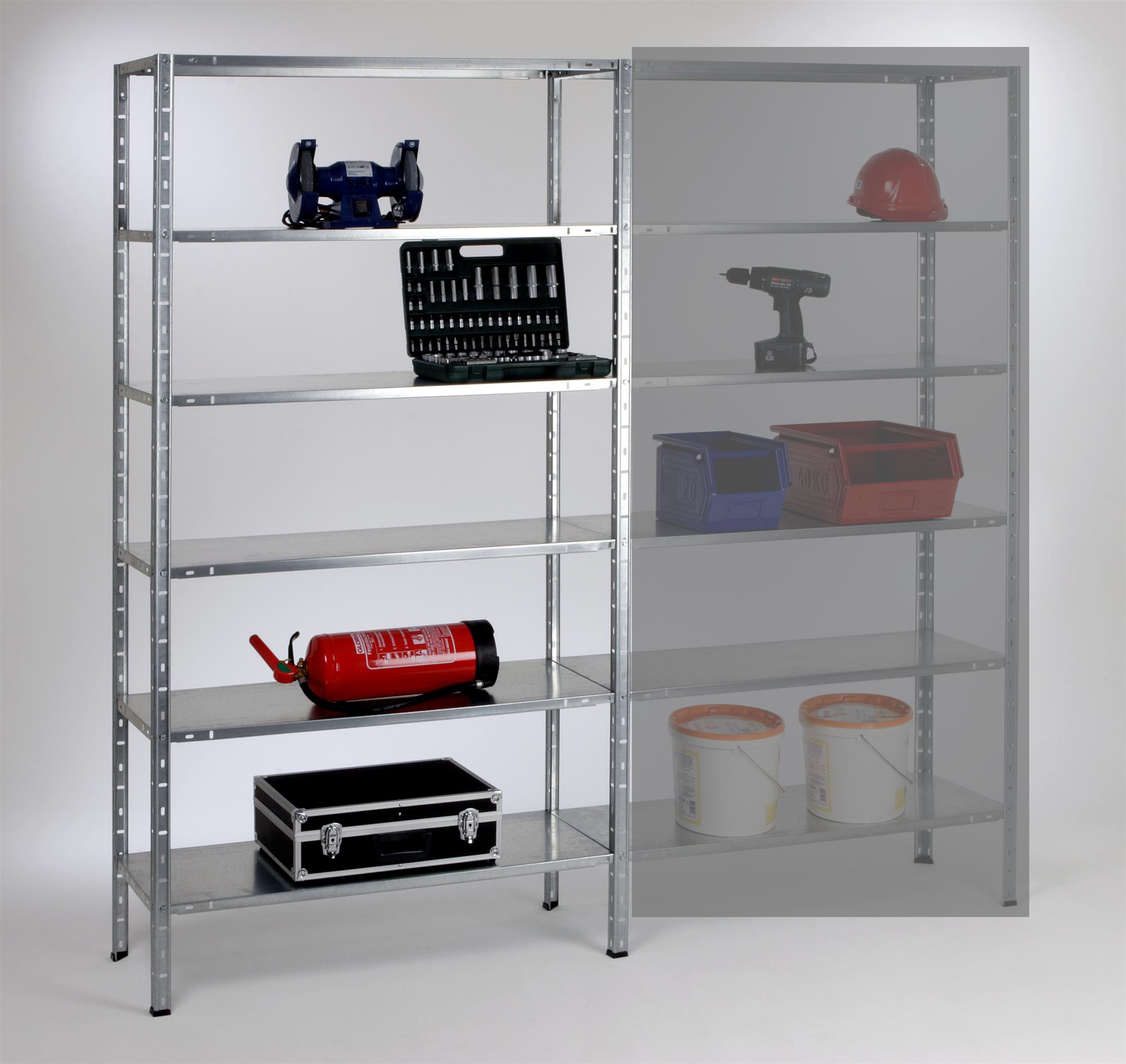 Schraubregal Grundregal 200x80x35cm 6 Böden 60kg verzinkt Marke SZAGATO Metallregal Kellerregal Lagerregal Regal Fachbodenregal