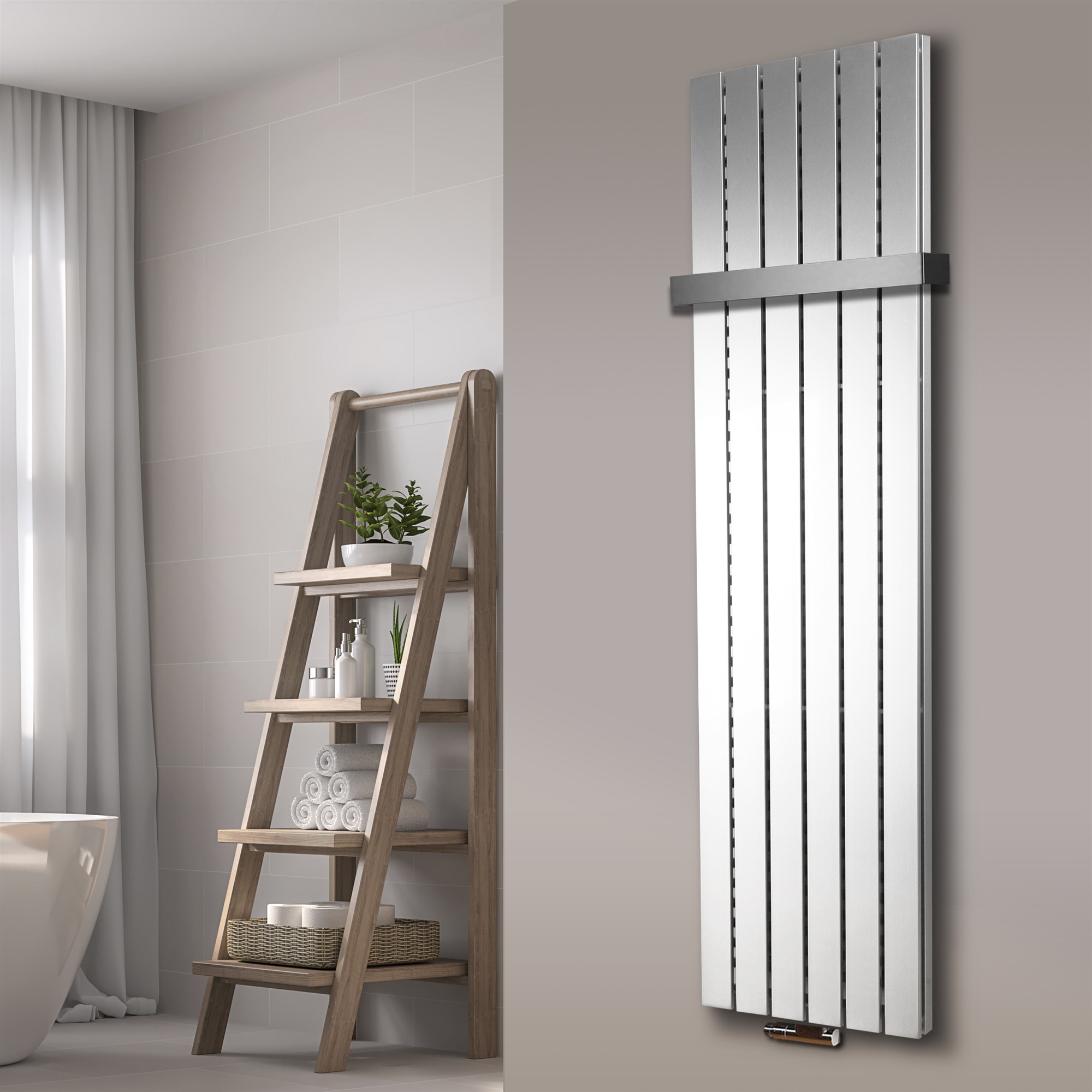 BADHEIZKÖRPER Design Peking 6 180x47cm 1964 Watt weiß (+1 Halter 50mm) SZAGATO Designheizkörper Handtuchheizkörper mit Mittelanschluss Handtuchwärmer