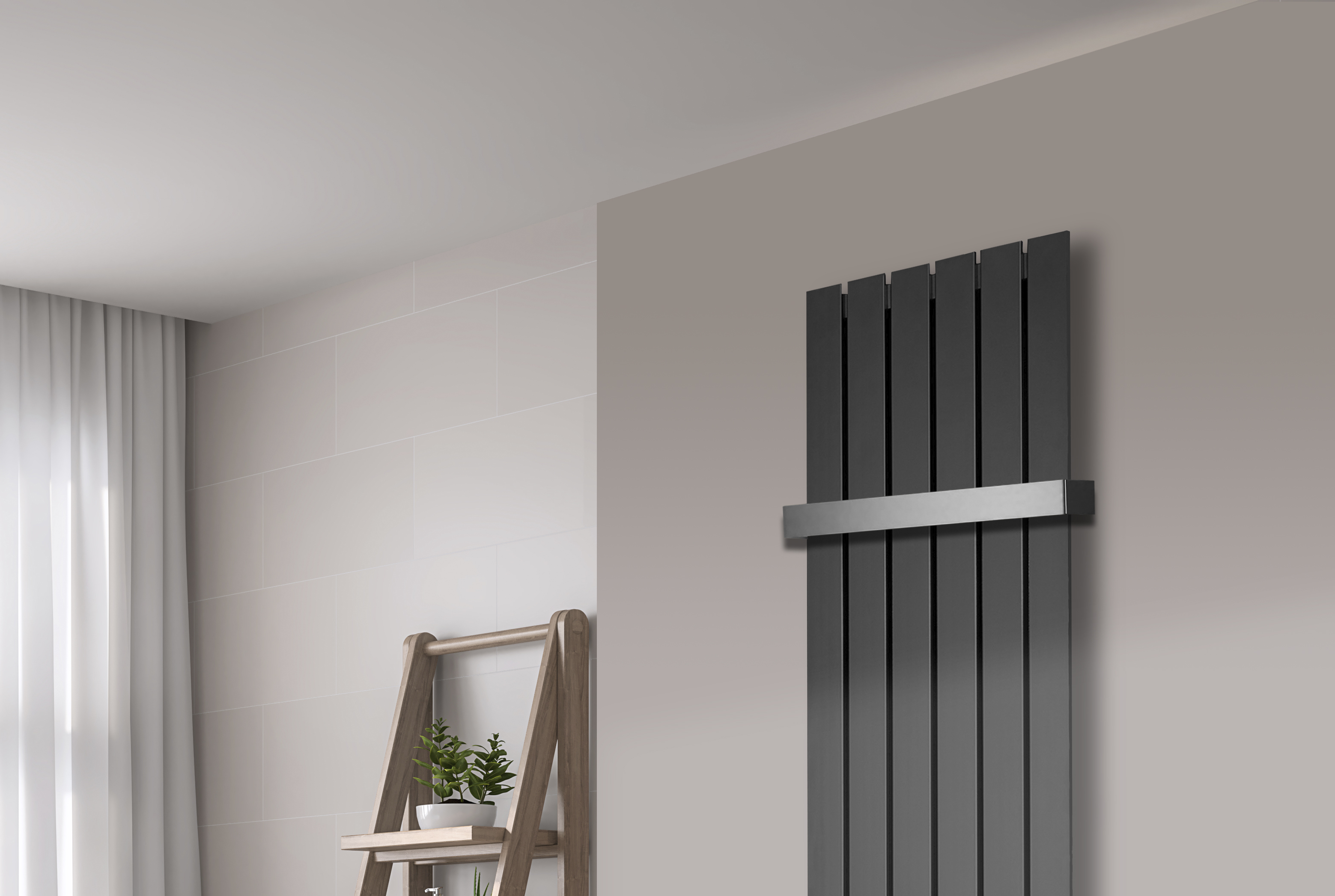 BADHEIZKÖRPER Design Peking 3 180x47cm anthrazit - moonstone (+1 Halter 50mm) SZAGATO Handtuchheizkörper mit Mittelanschluss Handtuchwärmer