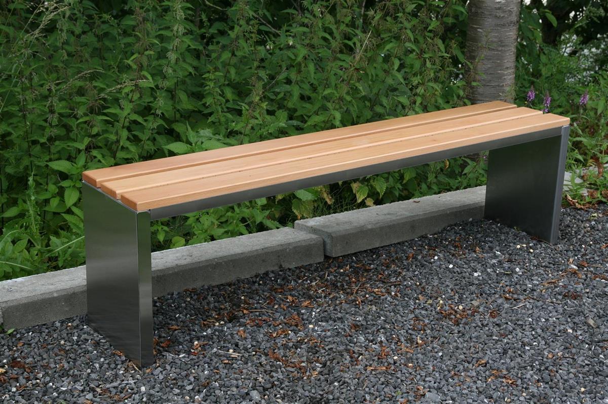 Parkbank, BxTxH: 150x30x40 cm, (D-Form) Edelstahl SZAGATO Made in Germany Sitzbank Metall Umkleidebank Parkbank wetterfest Parkbänke