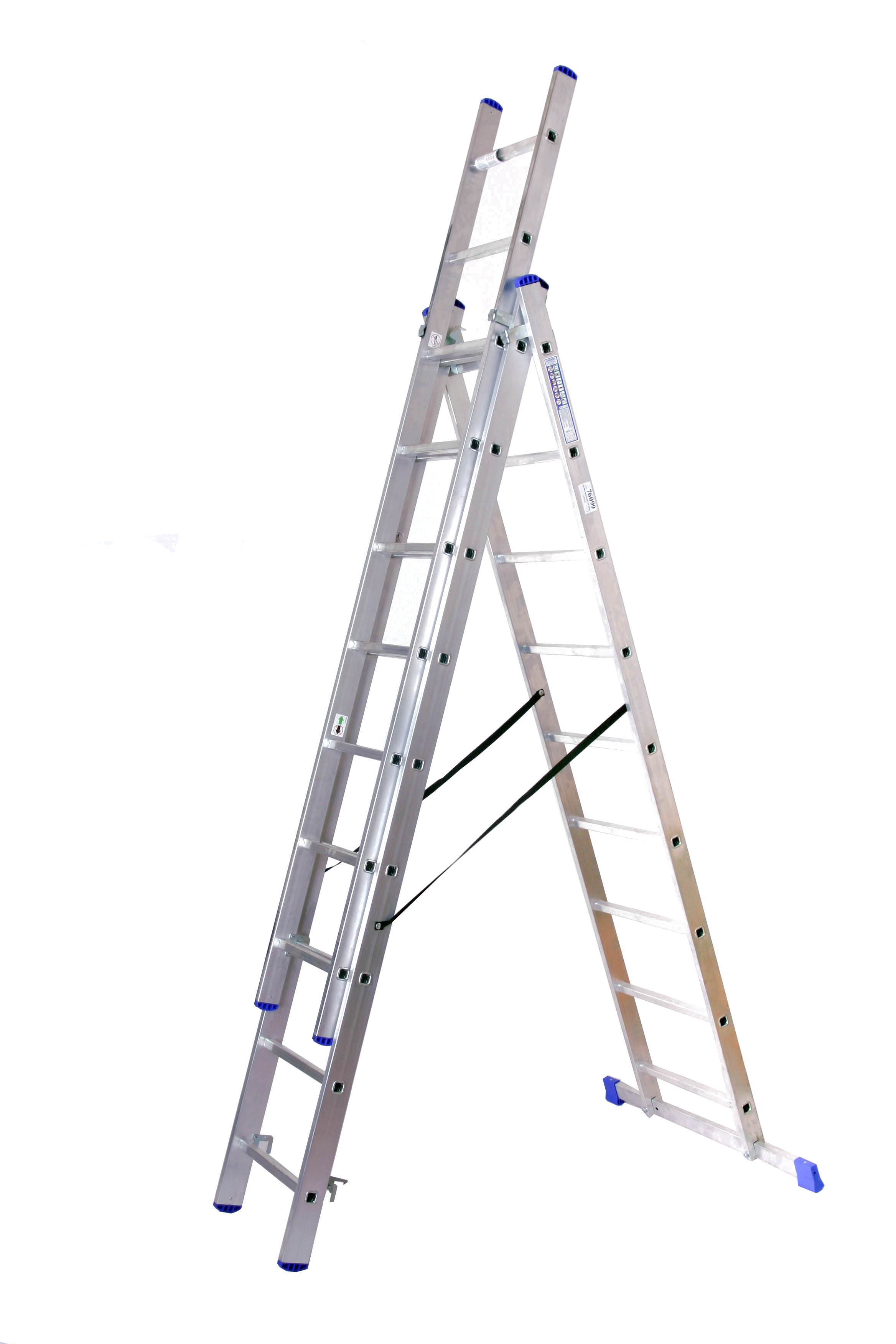 Stehleiter 3x9 Stufen Länge 5,3m 248x41cm ALU SZAGATO Stufenleiter Stehleiter ausziehbar Mehrzweckleiter Standleiter Schiebeleiter 3x9 Stehleiter