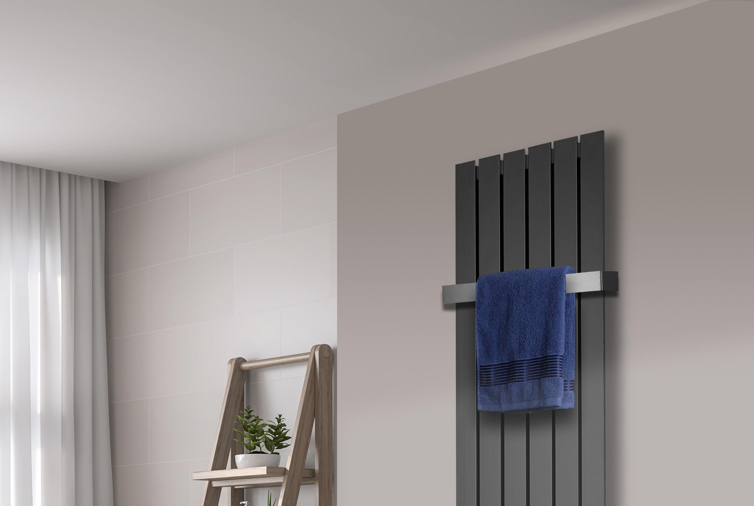 BADHEIZKÖRPER Design Peking 3 180x47cm anthrazit - moonstone (+1 Halter 50mm) SZAGATO Handtuchheizkörper mit Mittelanschluss Handtuchwärmer