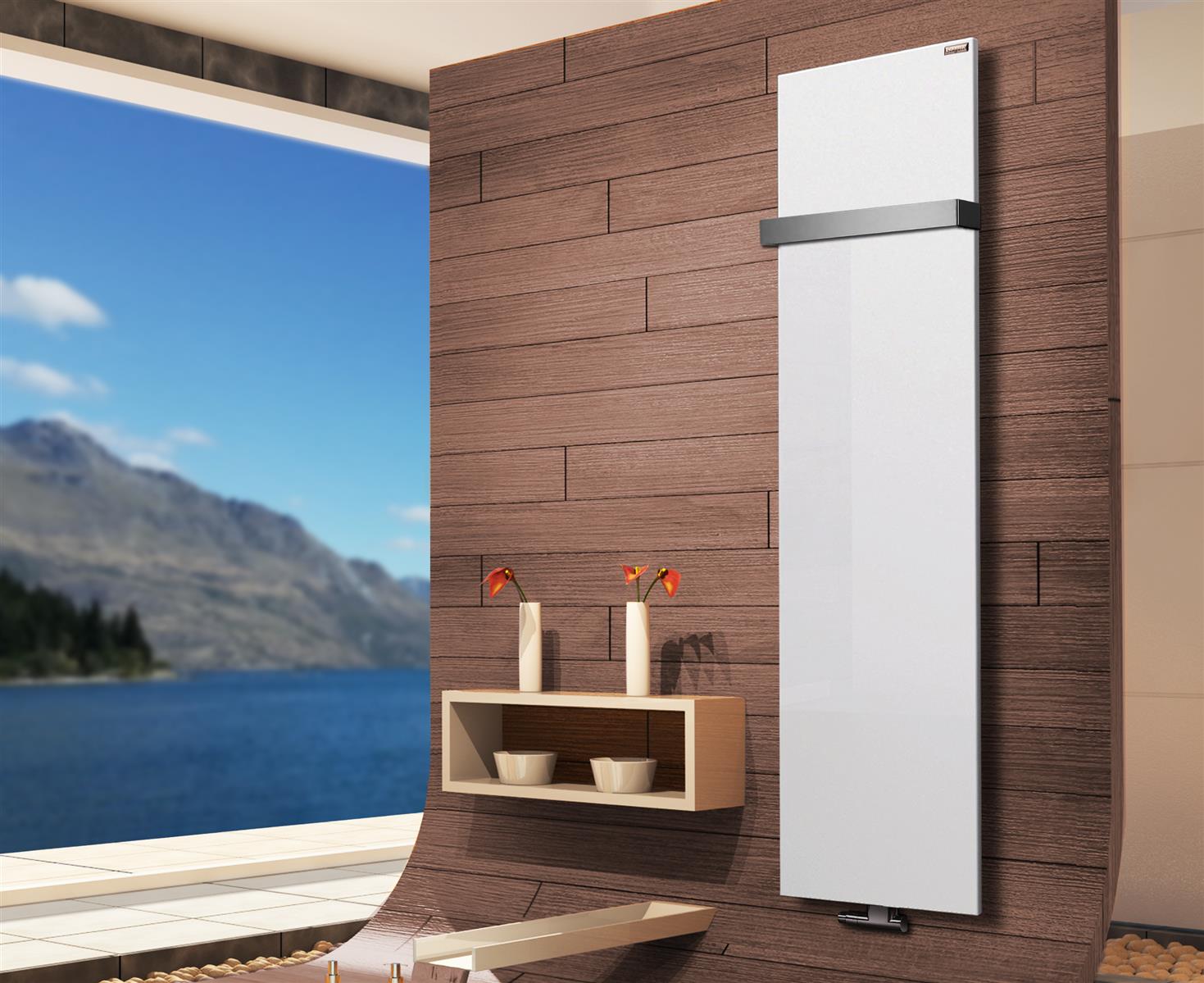 BADHEIZKÖRPER Design Mirror Steel 3 180x47cm 1118 Watt weiß (+1 Halter 50mm) SZAGATO Designheizkörper Handtuchheizkörper mit Mittelanschluss