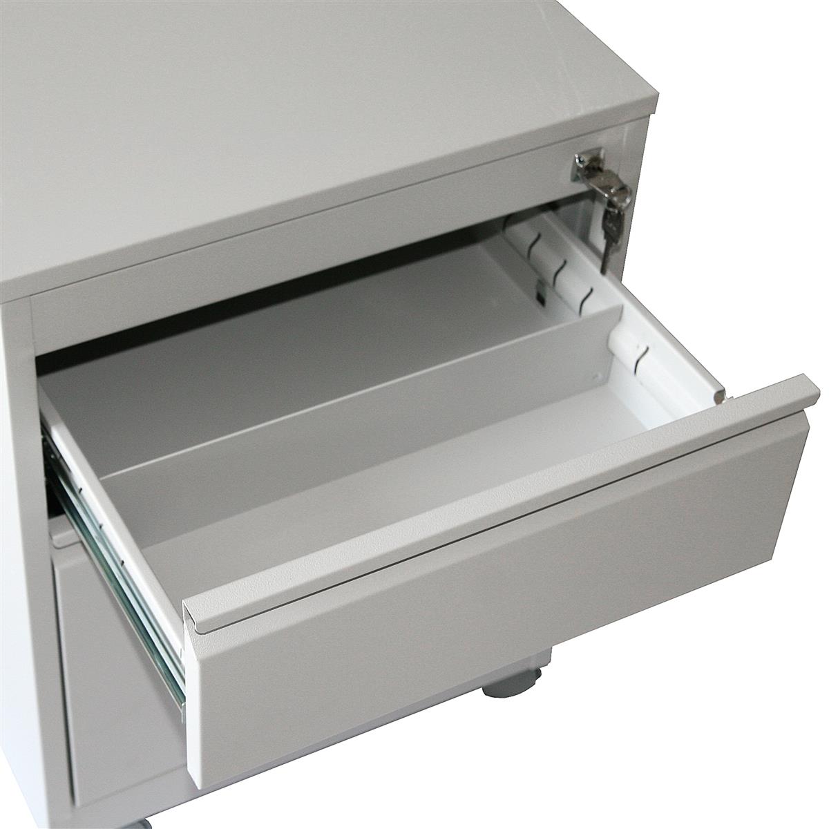 Rollcontainer Stahl Profi 2 Schubladen HxBxT 60x46x60cm lichtgrau SZAGATO Bürocontainer Schreibtisch Unterschrank Rollcontainers Rollcontainer Büro