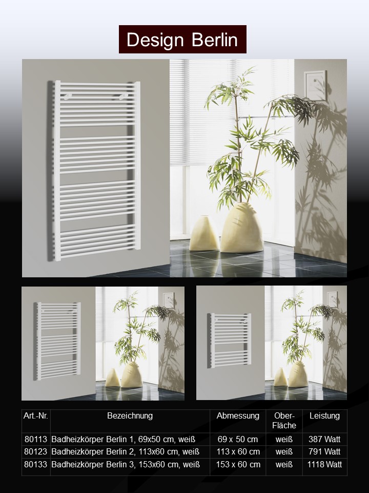 BADHEIZKÖRPER Design Berlin 1 69x50cm 387 Watt weiß SZAGATO Handtuchheizkörper mit Seitenanschluss Handtuchwärmer mit Seitenanschluss