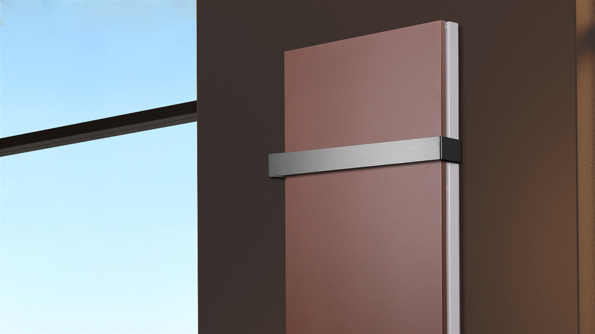 BADHEIZKÖRPER Design Mirror Steel 5 120x47cm 1458 Watt braun (+1 Halter 50mm) SZAGATO Designheizkörper Handtuchheizkörper mit Mittelanschluss