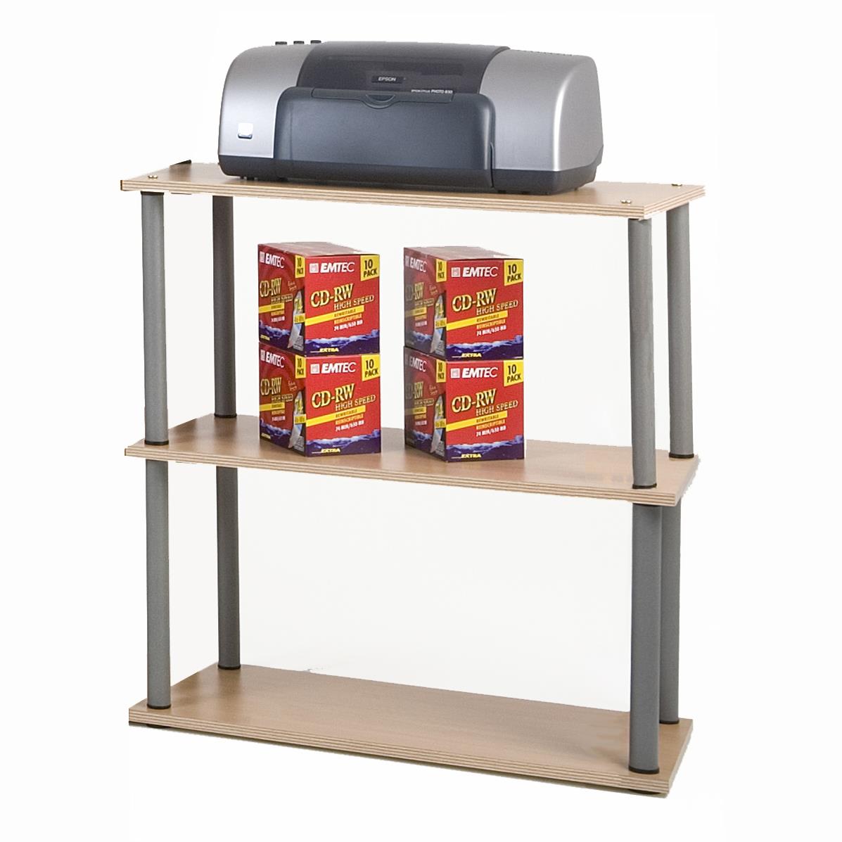 Wohnzimmerregal Bücherregal SZAGATO 74x69x30cm Buche Stahlrohr silber 3 Böden Made in Germany Ordnerregal Wohnregal Büroregal Holzregal #1