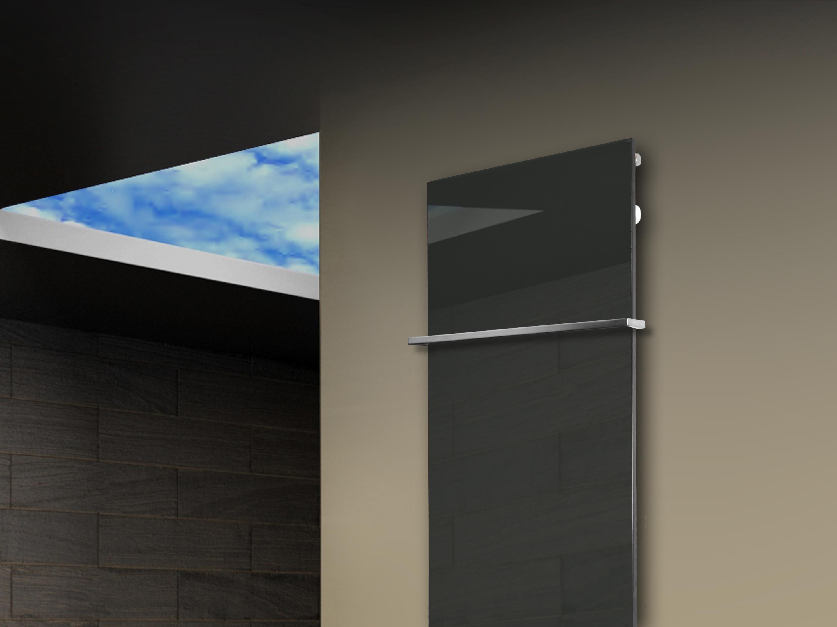 Badheizkörper mit Glas Design Montevideo 3 Glasfront 180x47cm 1118 Watt anthrazit - monn +1 Halter 15mm SZAGATO Designheizkörper mit Mittelanschluss