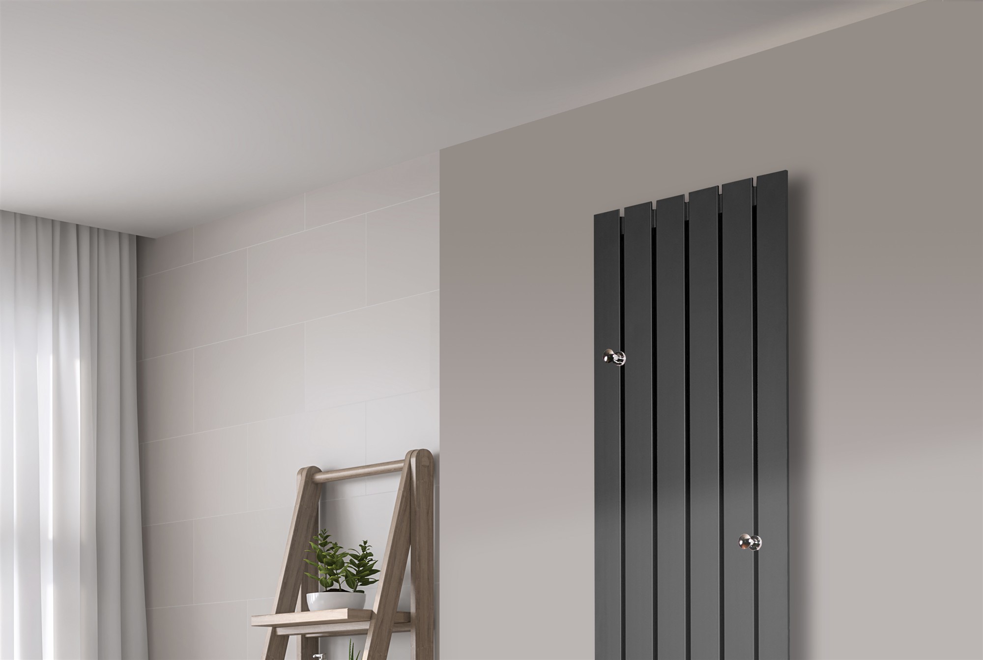 BADHEIZKÖRPER Design Peking 3 180x47cm anthrazit - moonstone (+ 2 Knopfhalter) SZAGATO Handtuchheizkörper mit Mittelanschluss Handtuchwärmer