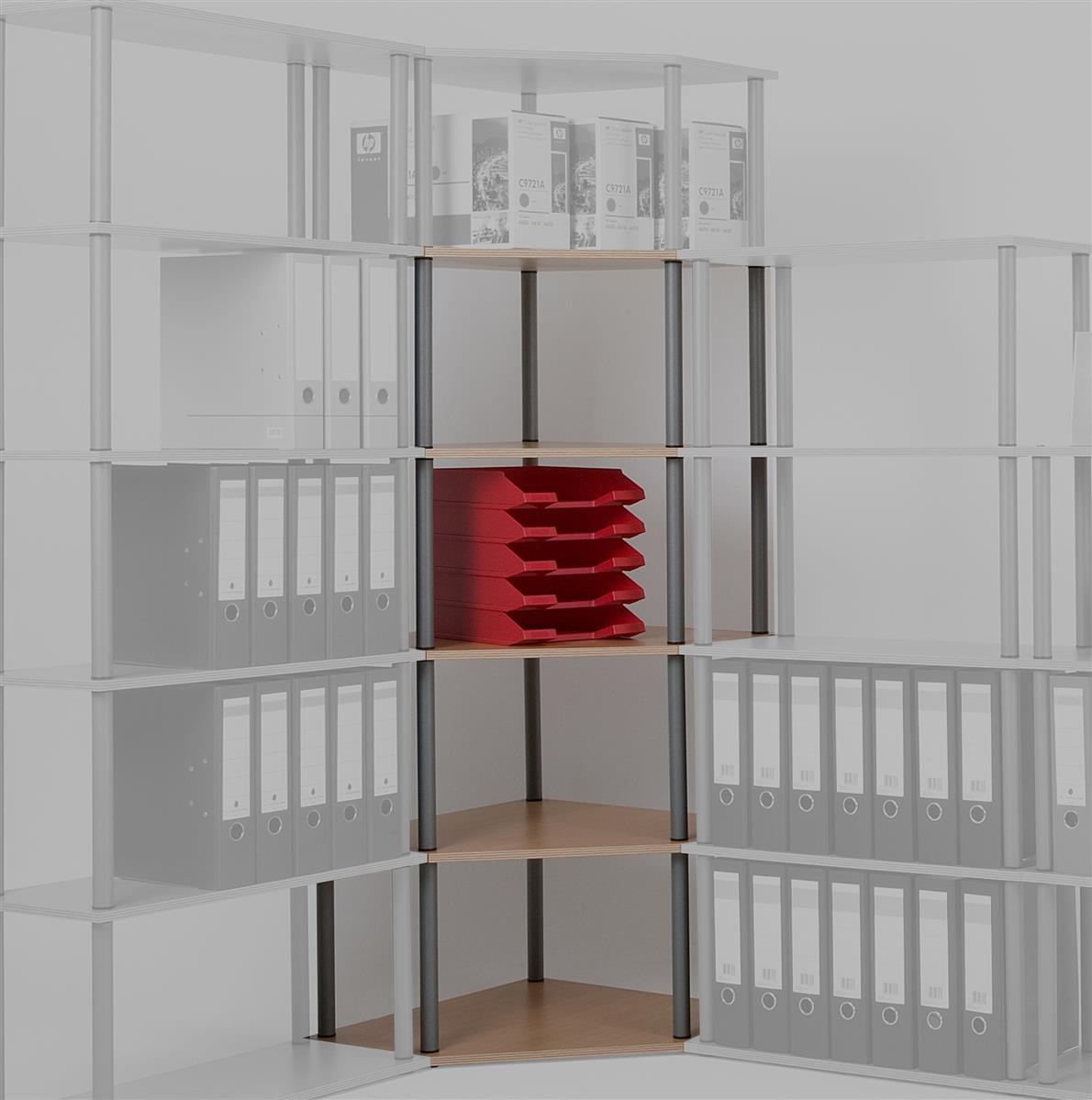 Wohnzimmerregal Bücherregal SZAGATO Eckregal 142x60x60cm Buche 5 Böden Made in Germany Ordnerregal Bücherregal Büroregal Holzregal Lagerregal #1