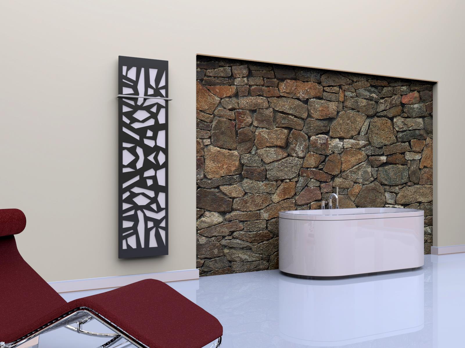 BADHEIZKÖRPER Design Mosaik 3 180x47cm 1118 Watt anthrazit - moonstone +1 Halter 15mm SZAGATO Designheizkörper Handtuchheizkörper mit Mittelanschluss