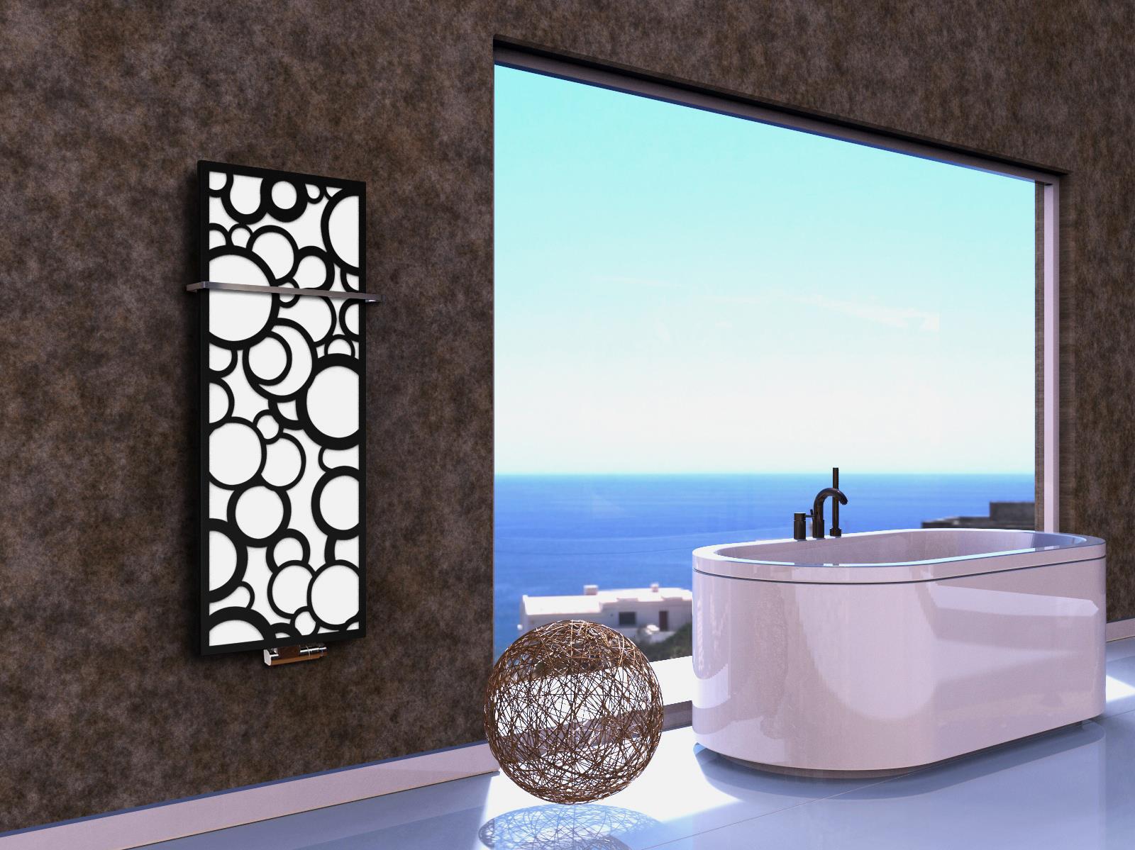 BADHEIZKÖRPER Design Kreta 2 120x47cm 799 Watt weiß schwarz +1 Halter 15mm SZAGATO Designheizkörper Handtuchheizkörper Mittelanschluss Handtuchwärmer