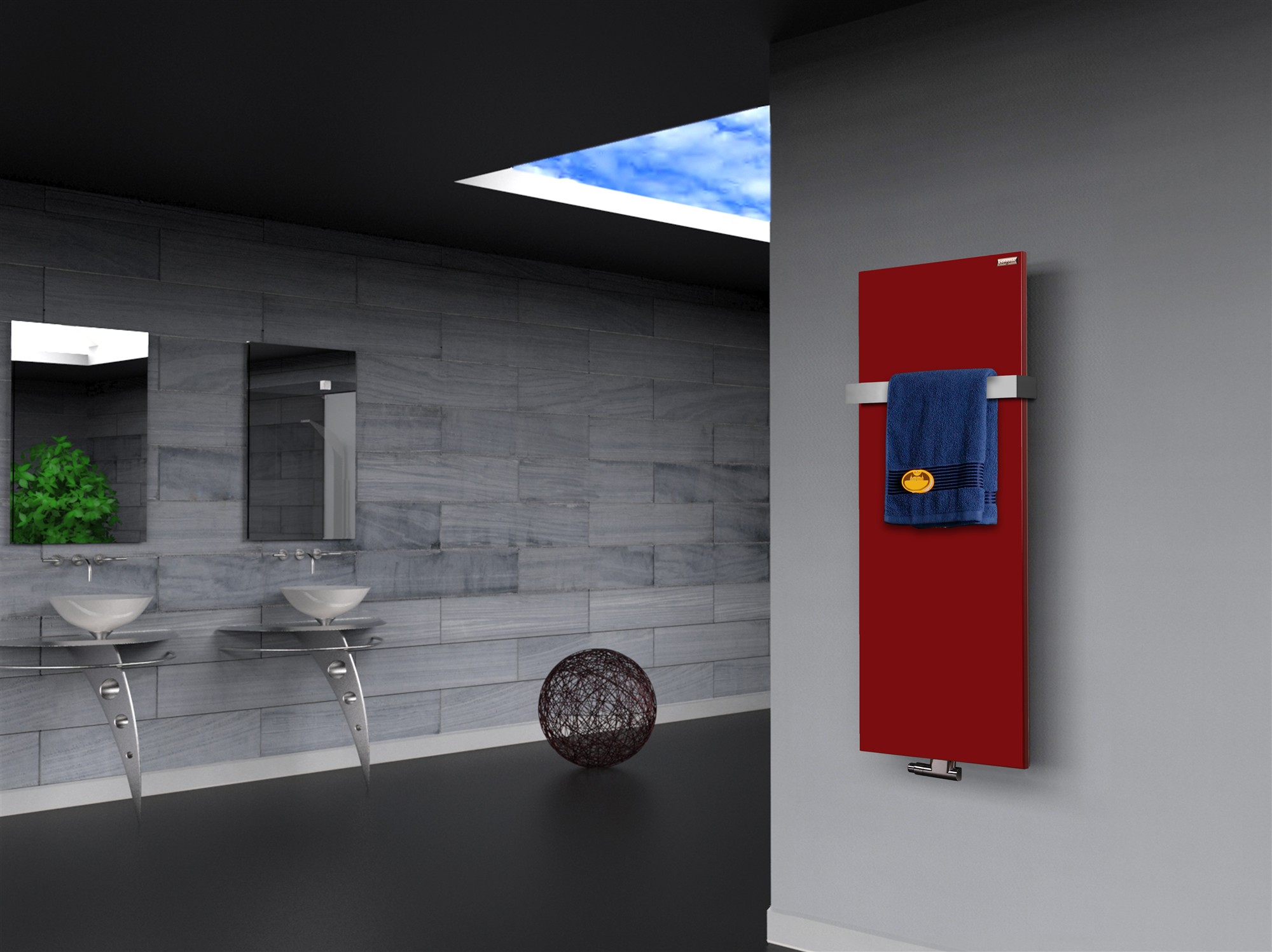 BADHEIZKÖRPER Design Mirror Steel 2 120x47cm 799 Watt rot (+1 Halter 50mm) SZAGATO Designheizkörper Handtuchheizkörper Mittelanschluss Handtuchwärmer