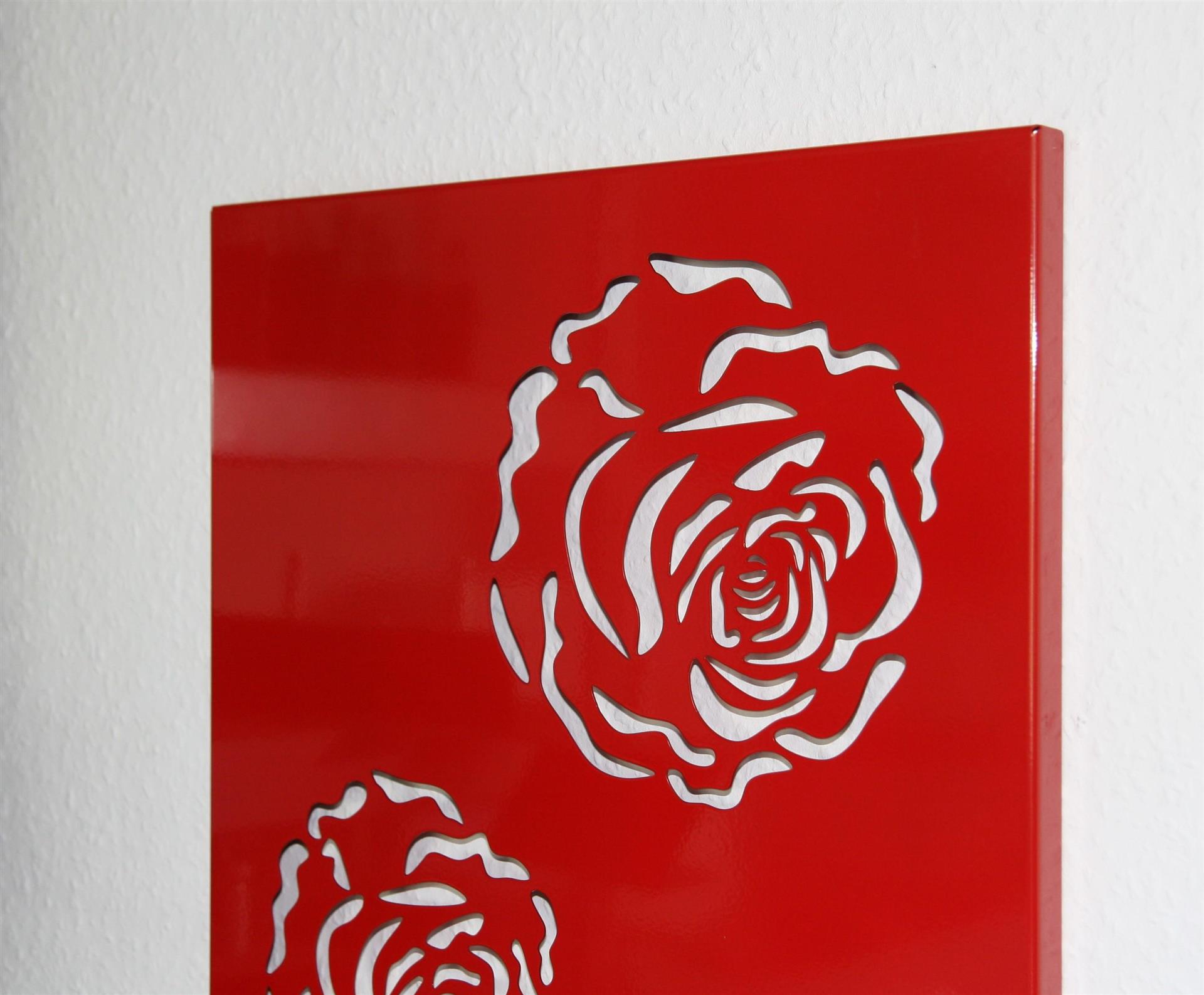 Wandgarderobe Design Rose 140x40cm rot SZAGATO Made in Germany Garderobenpaneel Garderobenleiste Garderobenleisten Flurgarderobe Garderobe Flur