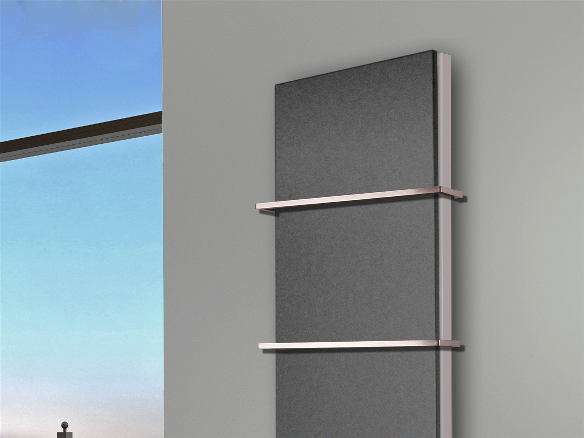 BADHEIZKÖRPER Design Mirror Steel 6 180x47cm 1964 Watt anthrazit - moonstone (+2 Halter 15mm) SZAGATO Designheizkörper Mittelanschluss Handtuchwärmer