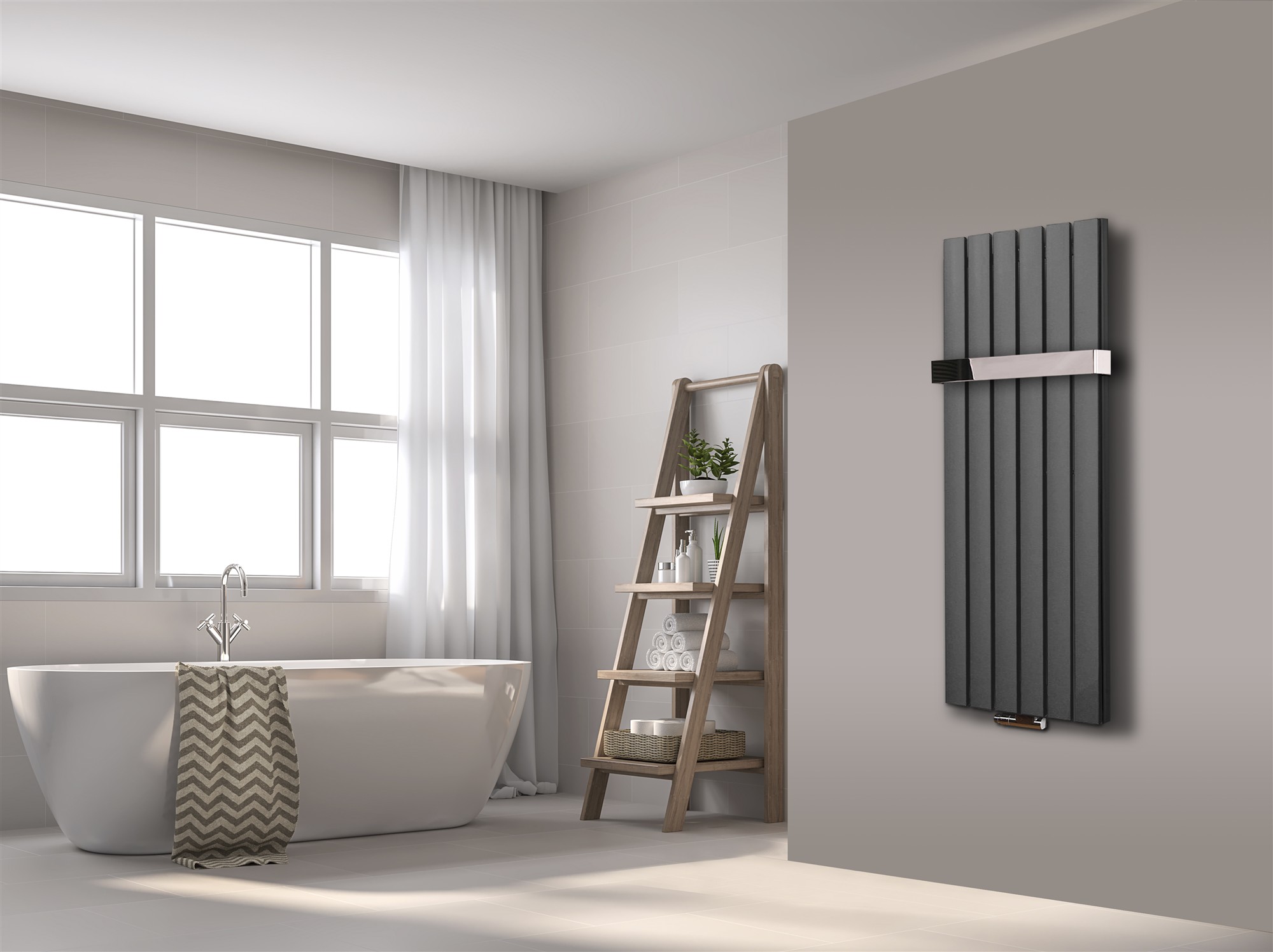 BADHEIZKÖRPER Design Peking 5 120x47cm 1458 Watt moonstone (+1 Halter 50mm glänzend) SZAGATO Designheizkörper Handtuchheizkörper mit Mittelanschluss Handtuchwärmer