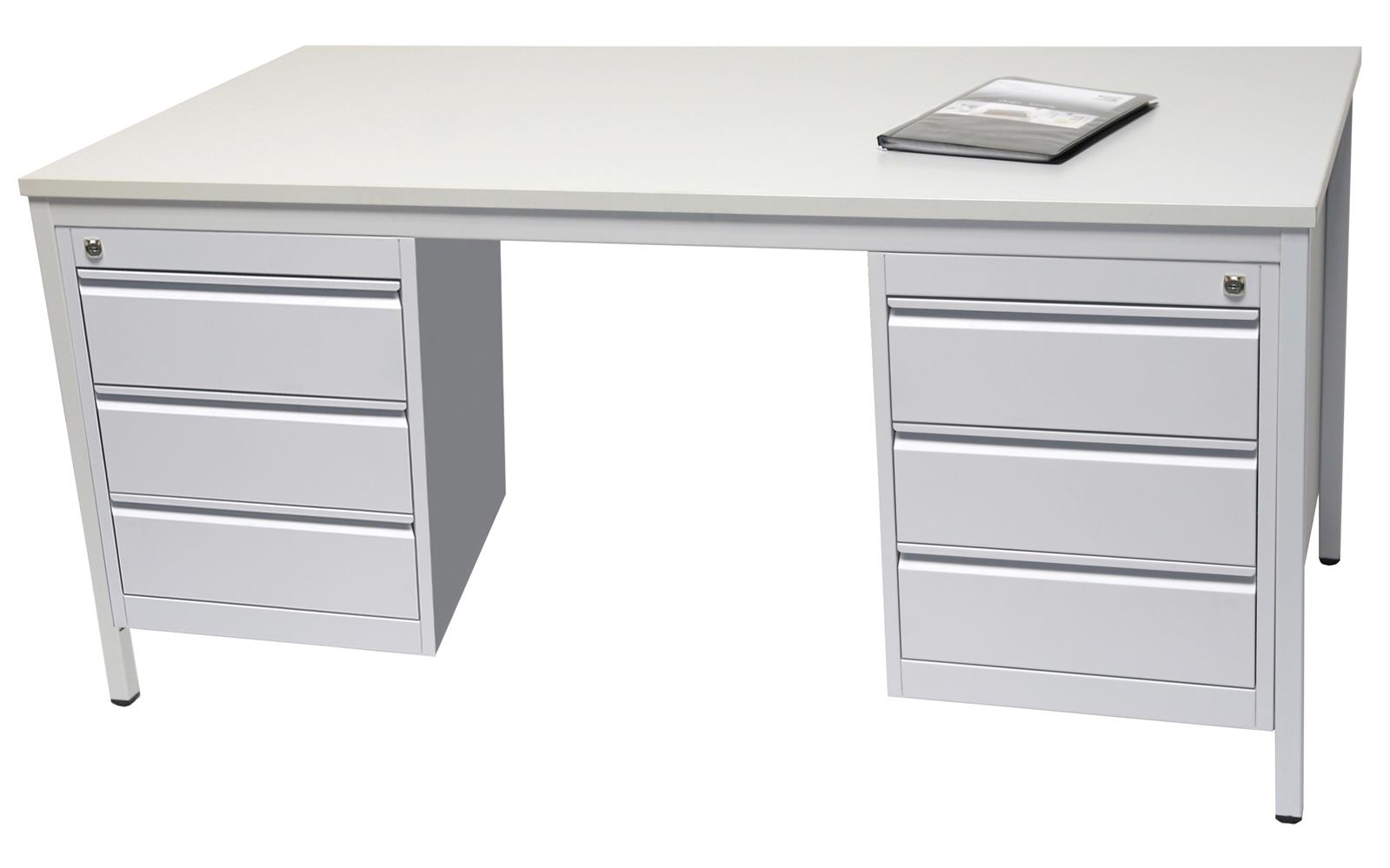 Schreibtisch 180x100cm SET + 2 x Unterbauschrank Profi 3 Schubl grau SZAGATO Arbeitstisch Bürotisch Druckertisch Schreibti günstig Kinderschreibtisch