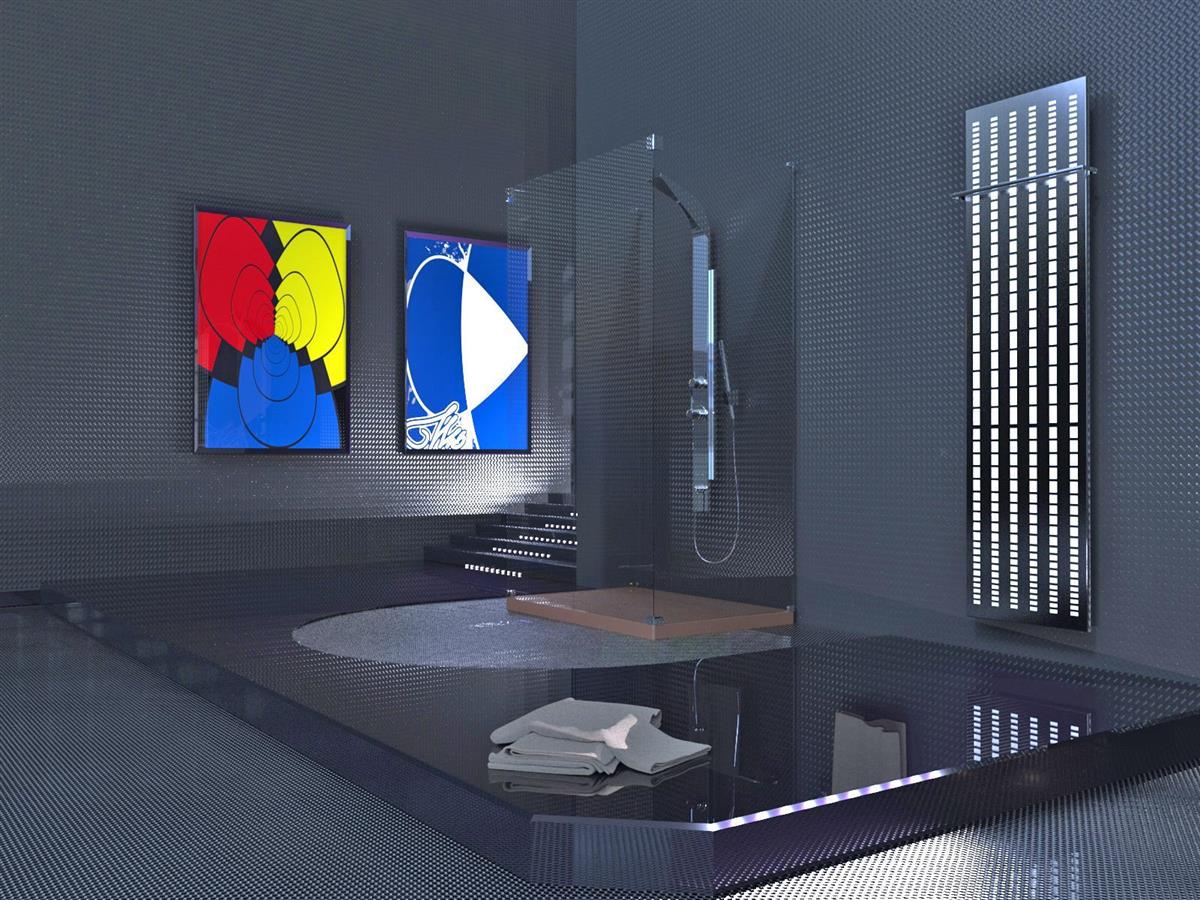 BADHEIZKÖRPER Design broken Mirror 3 180x47cm 1118 Watt Edelstahl 3D poliert (+1 Halter 15mm) SZAGATO Designheizkörper Mittelanschluss Handtuchwärmer