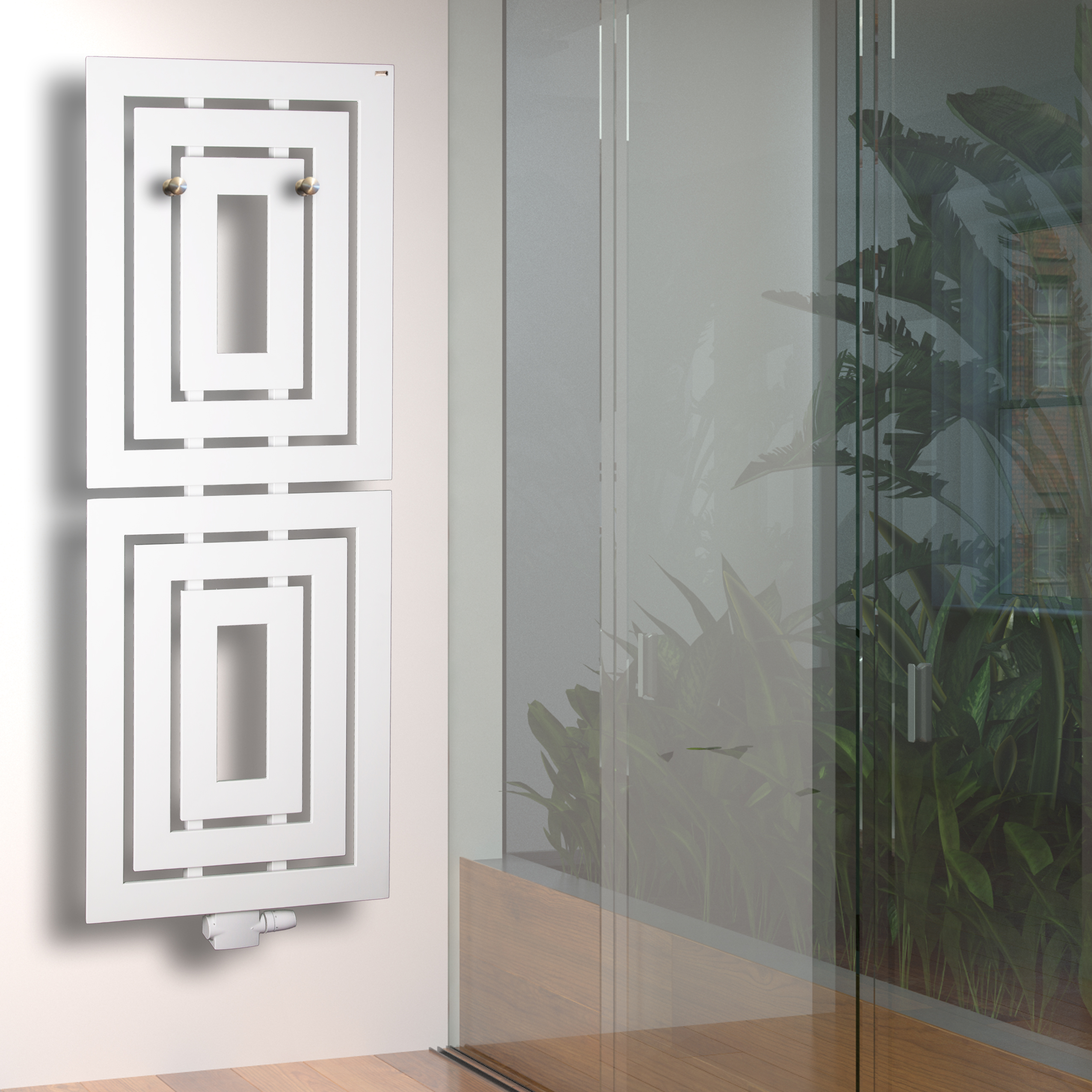 BADHEIZKÖRPER Design Insight 2 162x60cm 1224 Watt weiß (+ 2 Knopfhalter) SZAGATO Designheizkörper Handtuchheizkörper Mittelanschluss Handtuchwärmer