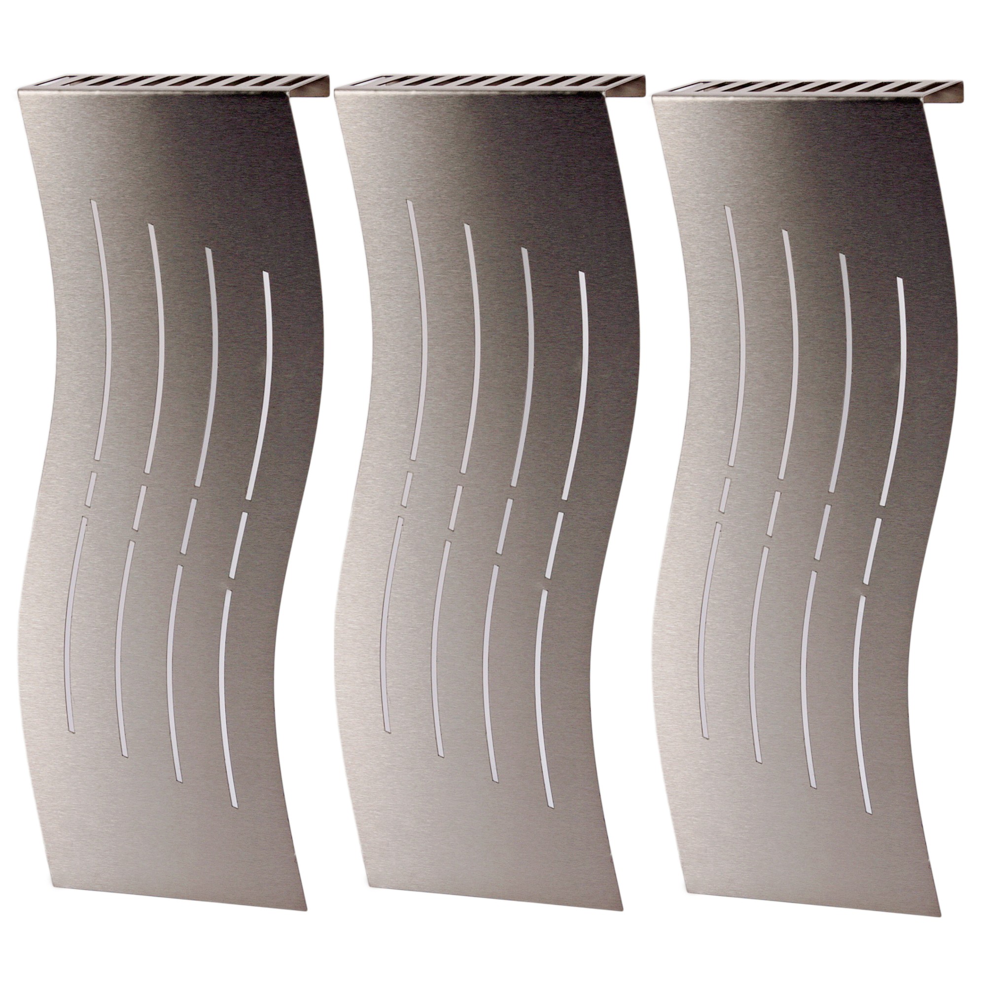 Heizkörperverkleidung 60 x 20cm Design Wave Edelstahl (SET=3 Stück) SZAGATO Heizungsverkleidung Verkleidung Heizkörper Abdeckung für Heizkörper