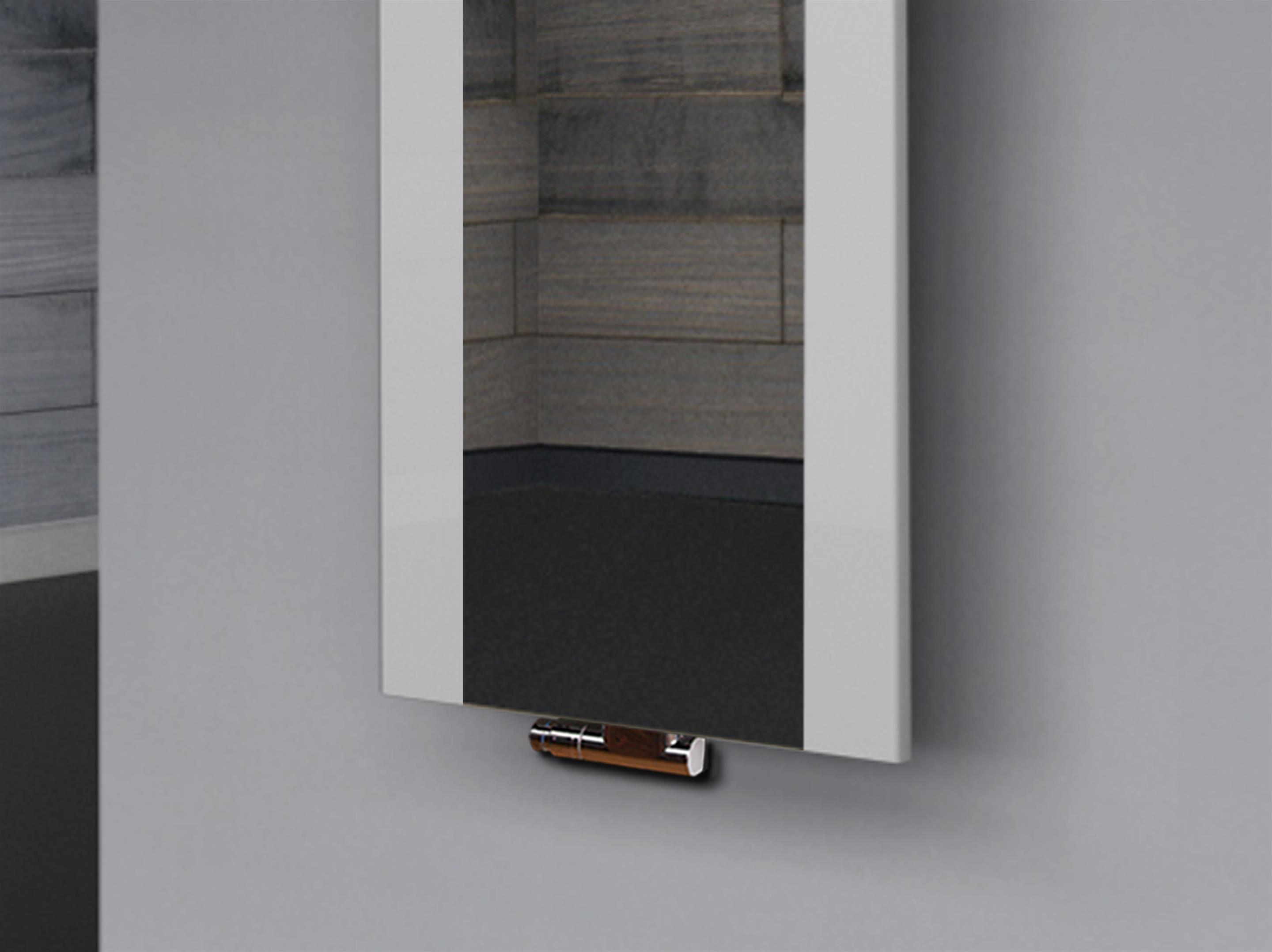 BADHEIZKÖRPER mit Spiegel Design Singapur 2 120x47cm 799 Watt weiß  (+1 Halter 15mm) SZAGATO Designheizkörper Handtuchheizkörper mit Mittelanschluss