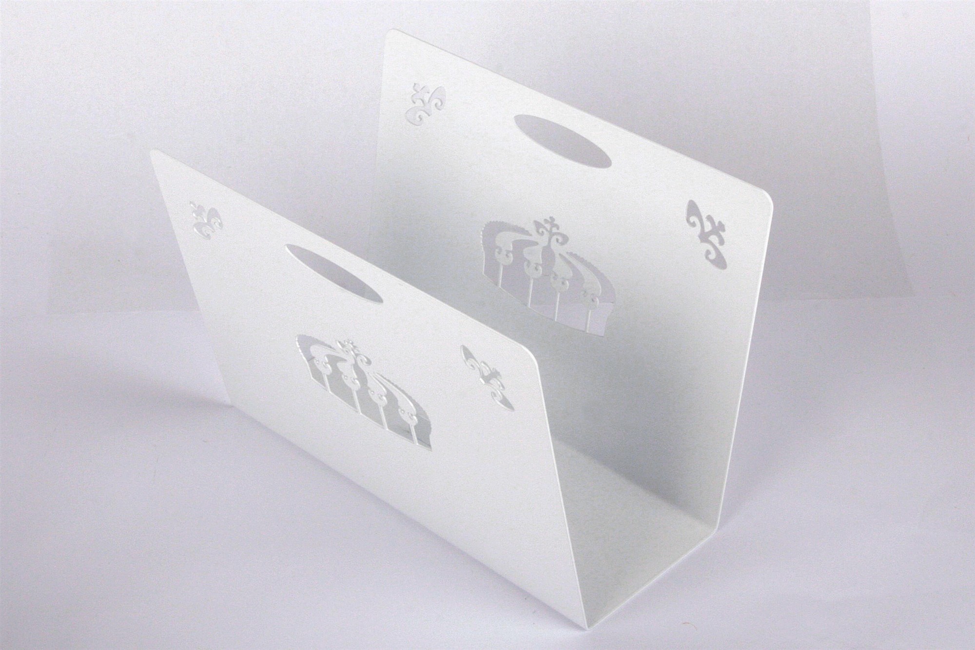 Zeitungsständer Crown 23x32x12cm weiß SZAGATO Made in Germany  Zeitschriftenständer Metall Zeitschriftenhalter Zeitungshalter modern