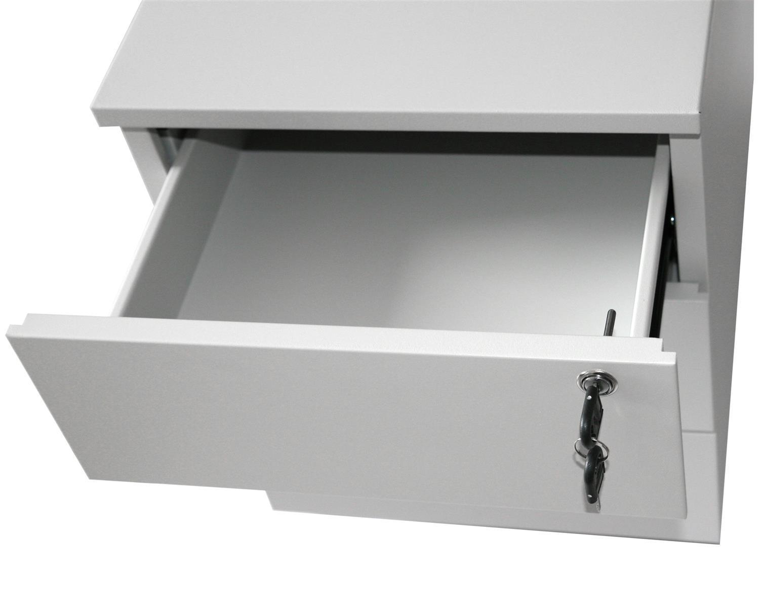 Rollcontainer Stahl Eco 3 Schubladen 53x40x59cm lichtgrau SZAGATO Bürocontainer Schreibtisch UnterschrankRollcontainers Rollcontainer Büro