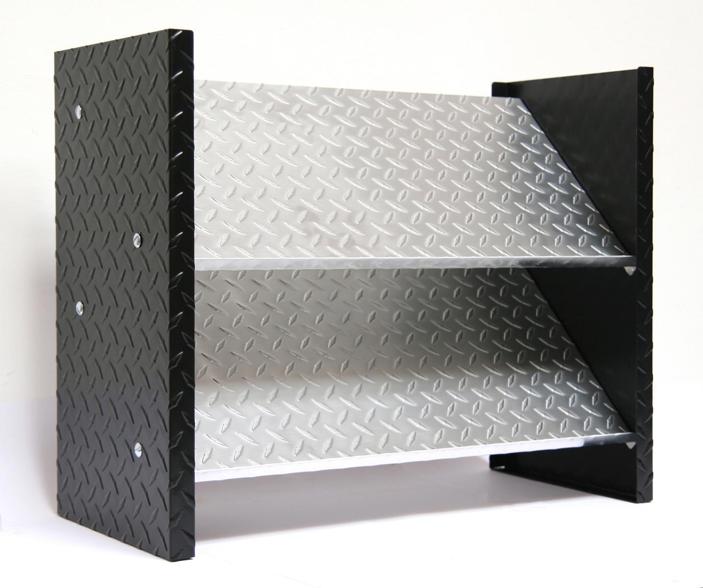 Schuhregal Metall Alu SZAGATO 48x60x26cm 6 Paar 2 Böden Bicolor Made in Germany Schuhschrank Schuhregal Metall Schuhablage schmal Schuhregal schwarz